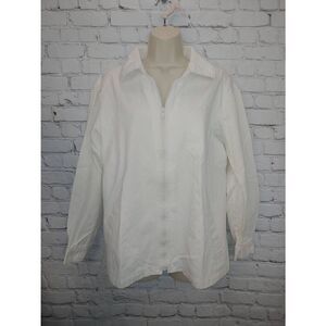 Poetic License Vintage Women's Size Medium White Denim Zip Up Jacket